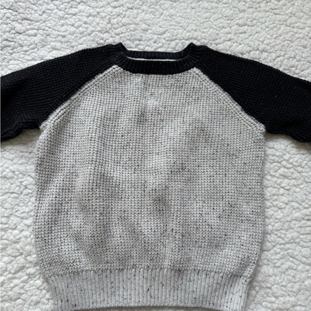 Gymboree Black and Gray Crewneck Sweater with Ribbed Detailing